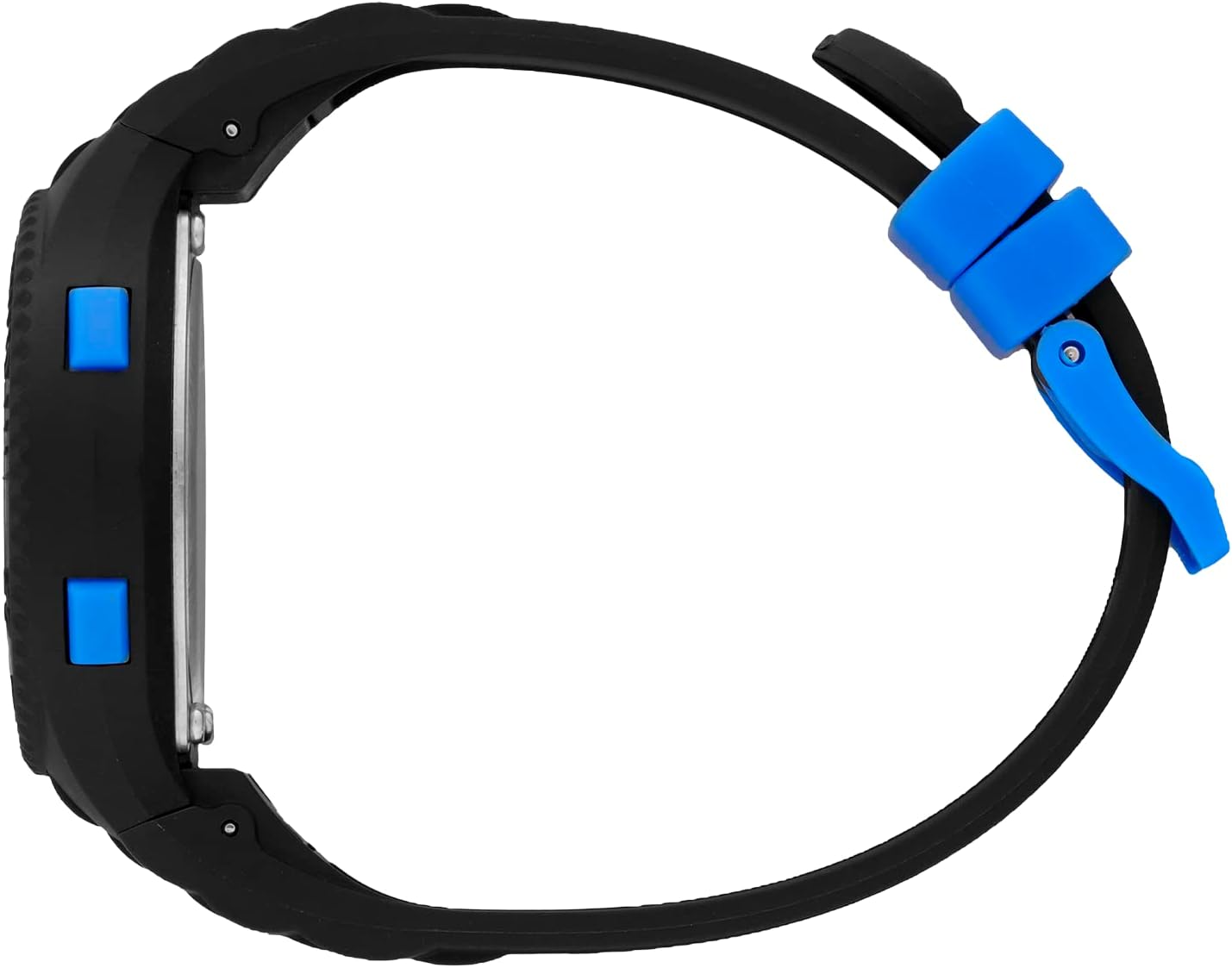 Side view of Ice-Watch ICE Digit Black Blue digital watch showing buttons