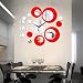 HOODDEAL Acrylic Clock and Mirror Style Removable Decal Vinyl Art Wall Sticker Home Decor (Silver Red)