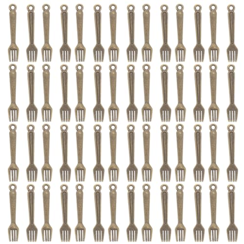 Holibanna 100pcs Miniature Alloy Cutlery Charms Realistic Fork and Spoon