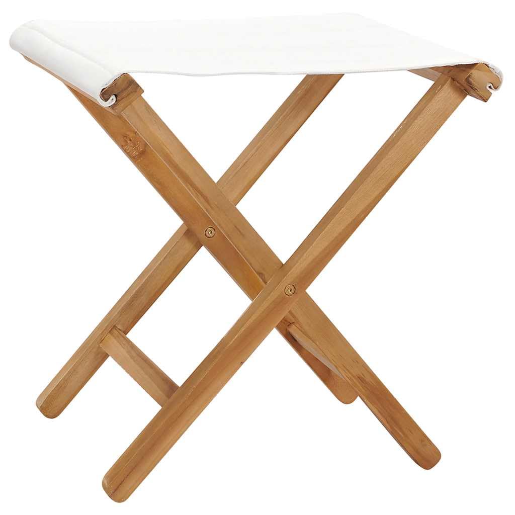 vidaXL Sedie Pieghevoli 2 pz in Legno di Teak e Tessuto Bianco Crema