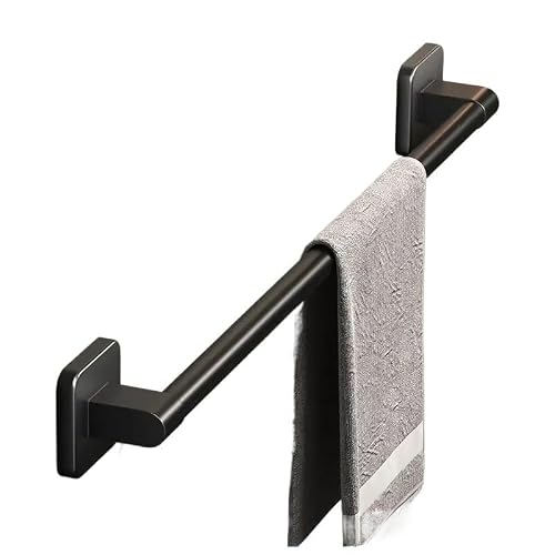Towel Rail Wall Mounted Towel Rack Bathroom Storage No Drilling Horizontal Bar Self-Adhesive(Black 40cm)
