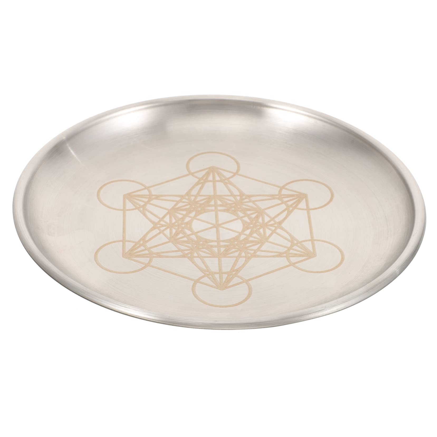 Ciotola Portacandele Per Altare In Acciaio Inox – Vassoio Divinazione Con Motivi Ouija, Rune, Pentagramma O Metatron – Diametro 14 Cm - 2