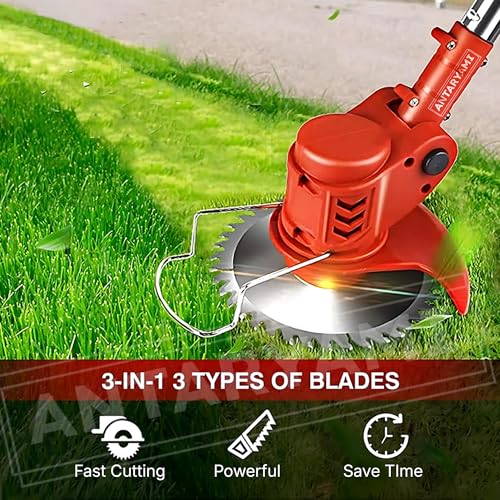 Image of Electric Wireless Rechargeable Edge Cutter 48V - 25cm Cutting Width | 2-in-1 Mower & Trimmer | Adjustable Height | 3 Blade Types | Lightweight & Portable | Lawns & Gardens (A5)