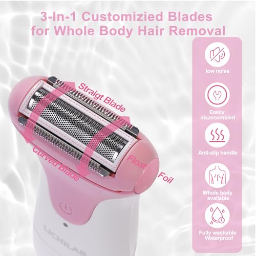 Electric Razor for Women,Lady Shaver,Womens Electric Razor for Pubic Hair,Women's Wet & Dry Electric Shaver for Leg,Cordless Bikini Trimmer,Body Hair Removal for Underarms,pink/oi8x - Image 5