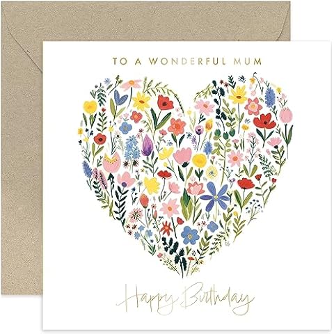 Old English Co. Floral Heart Mum Birthday Card Cover
