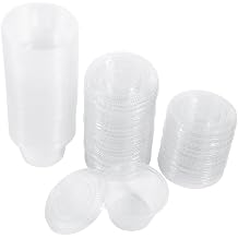 Pilipane [1/2/3/4oz] Small Plastic Containers with Lids, 50 Sets Plastic dispo Portion Cups with Leakproof Lids, Jello Shot Cups, Souffle Cups 4oz, 50 Sets Plastic dispo Portion Cups with Leak