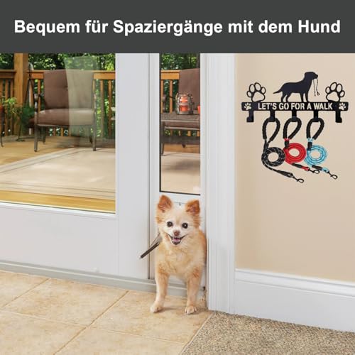 CAAGGMM Schlüsselhalter für Wand, Hundeleinen-Halter mit 5 Haken für Tür, Schlüsselhaken aus Metall, Hängender Hundehalsband Organizer, für Wohnzimmer,Küche, Garderobe (Schwarz