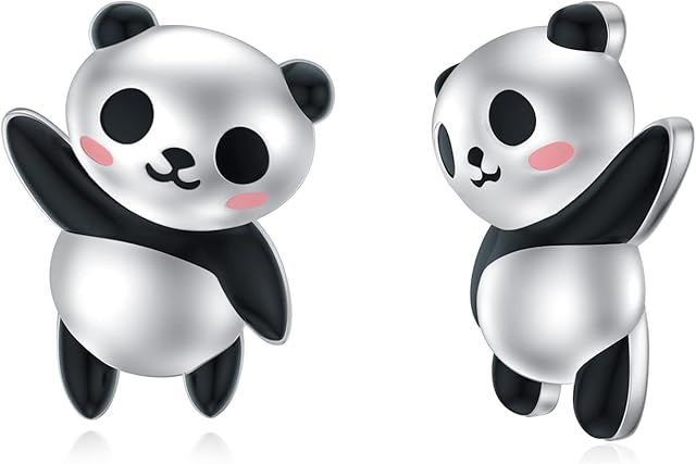 WINNICACA Cute Animal Gifts S925 Sterling Silver Rabbit/Elephant/Panda/Dolphin/Hippopotamus/Giraffe/Owl Stud Earrings Cute Animal Jewellery for Daughter Teens Women