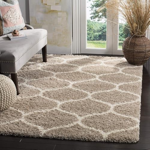 Image of F & B RUGS ; SUPERIOR QUALITY PRODUCTS Firoz and Brothers Handwoven Super Soft Indoor Modern Shag Microfibre Silky Fluffy Smooth 3x5 feet Beige Ivory