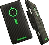 Nakedcellphone Black Rubberized Hard CASE Cover + Belt Clip Holster Stand for Nokia Lumia 830 Phone (AT&T, Unlocked)