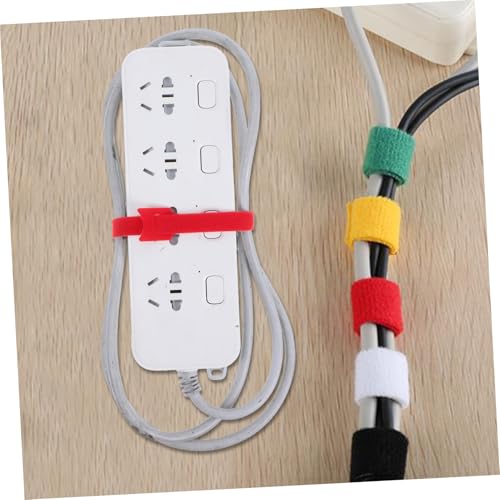 100 piezas de Bridas Reutilizables para Cables, Organizador de Cables, Correa para Cables Eléctricos, Gestión de Cables Resistente con Gancho y Bucle Rojo Carmesí miniatura 7