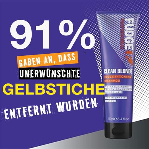 Fudge Professional Original Clean Blonde Shampoo | Violette Tönung für blondes Haar, 90 % kräftigeres Haar, sulfatfrei – 250 ml