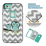 iPhone 6 Case, Magicsky Chveron Owl Design 3in1 Shock-Absorption Hybrid Impact Rubber Combo [Rigid Plastic + Soft TPU] Protective Case Cover for iPhone 6 (4.7 inch Screen) - Chveron Owl/Cyan