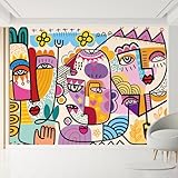 MUDECOR Wall Mural Colorful Abstract Faces with Geometric Patterns Not Peel and Stick, Non-Woven...