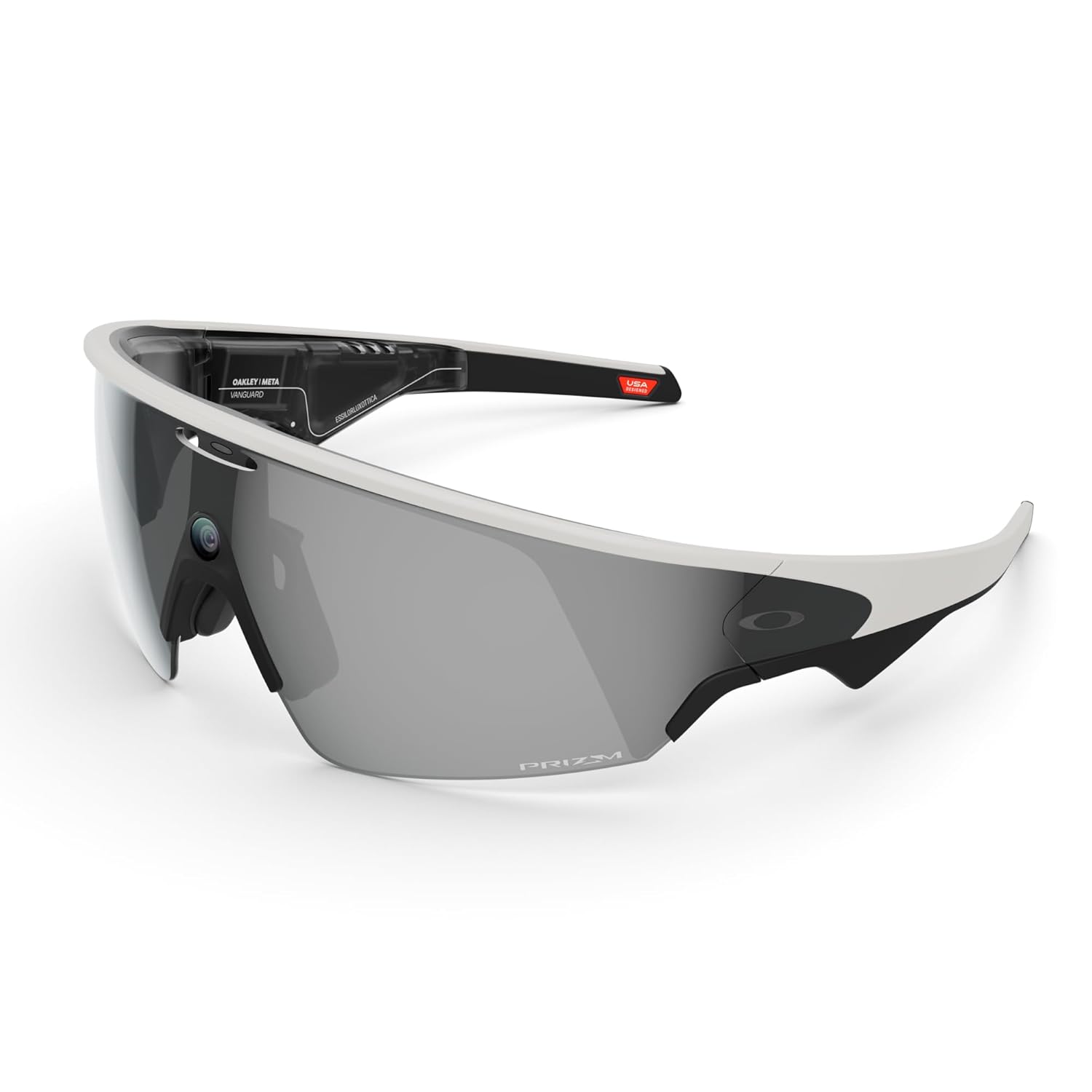 Oakley | Meta Vanguard with Meta AI, Audio, Photo, Video Compatibility – White, Prizm™ Black