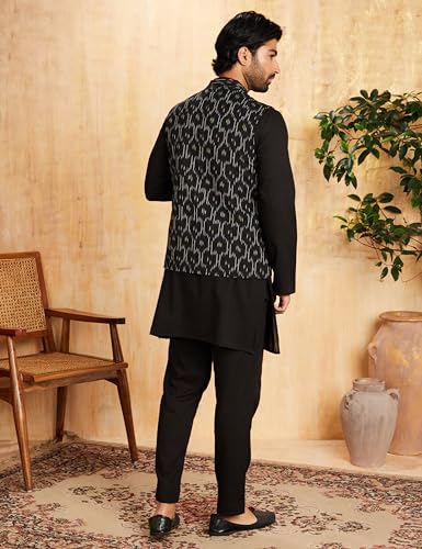 Image of Amazon Brand - Symbol mens Cotton Nehru Jacket Kurta Pant Set (3pcs)