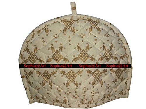 Sophia Art Decorative Indian Print Handmade Tea Cosy Vintage Unique Ethnic Floral Creative Printed Cotton Tea Cozy (Golden Ombre)