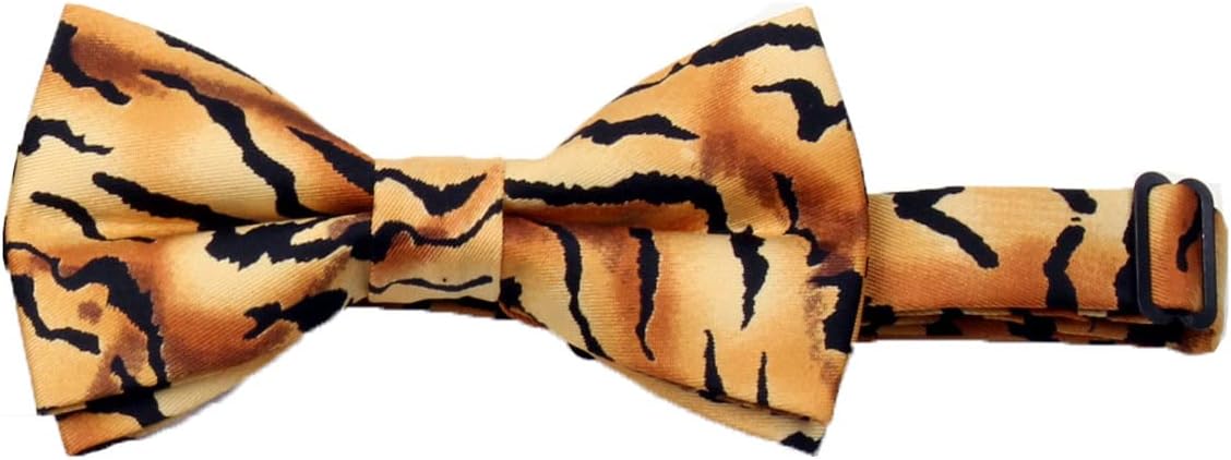 CBUND-ADF-307 - Mens Formal Woven Tiger Print Cummerbund Pre-Tied Bowtie Hanky set