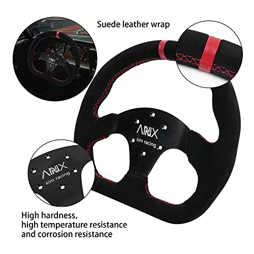 RASTP D-Shaped Racing Steering Wheel, 12.8"/325mm Suede Leather Race Style Sim Racing Steering Wheel(Black with Red Stitch) by RASTP - Used condition - Image 2