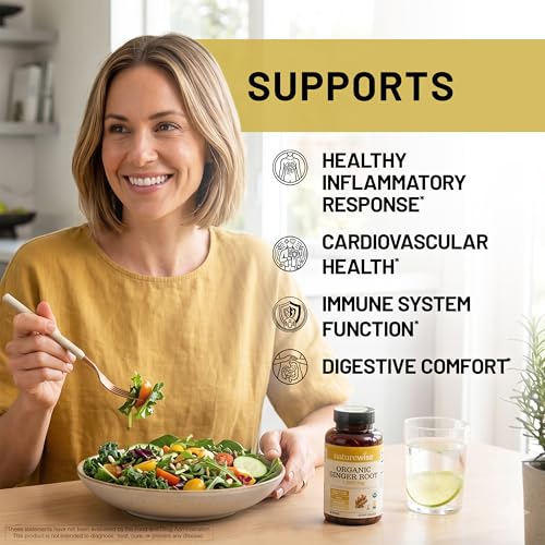 Image of NatureWise Organic Ginger Root 1200mg - USDA Organic - Certified Organic by CCOF - Digestive Comfort & Immune System Support - Vegan - Non-GMO - USA Manufactured - 90 Capsules[45-Day Supply]