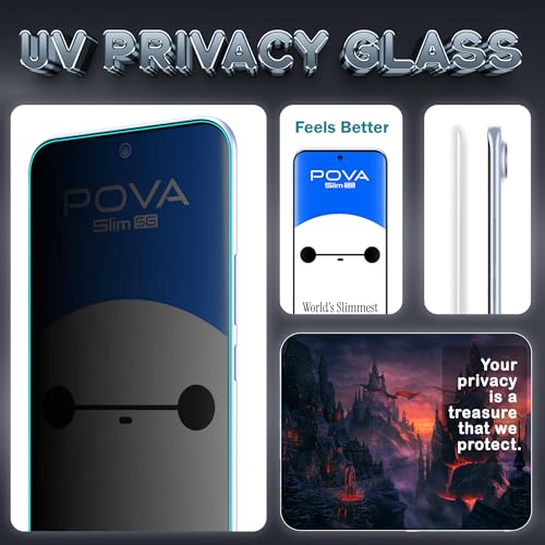 Image of FIRST MART Military-Grade Privacy Tempered Glass for Tecno Pova Slim - 9H Hardness, Edge to Edge, Bubble-Free, Anti-Spy, Anti Peeping [1 Pack]