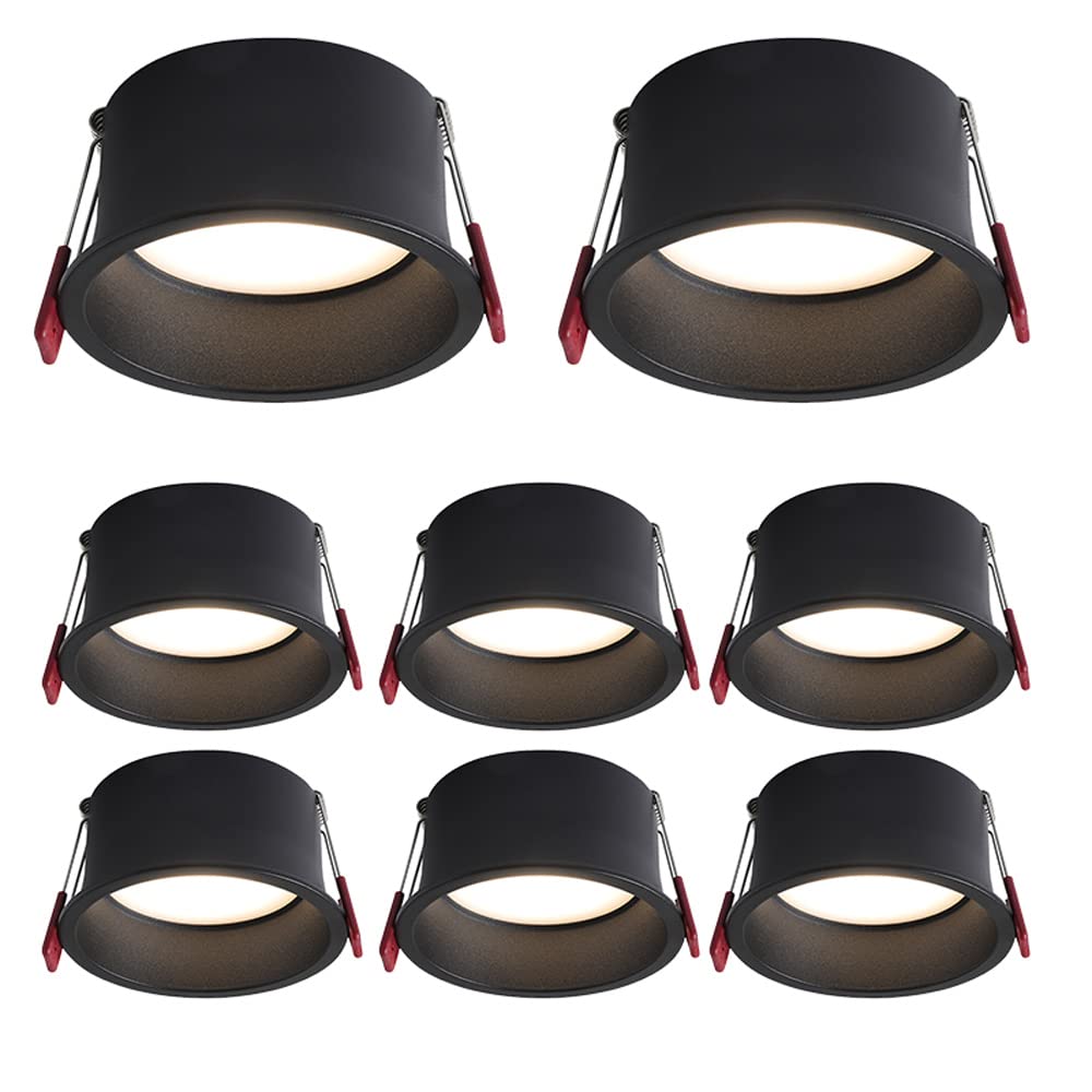 GTHTUHFD 8-Pack 2.5/3.5 Inch Led Recessed Ceiling Light For Commercial And Industrial 7W/12W Led Round Downlight Black Panel Light Can Lights,3000K/4000K/6000K Selectable,7w-6000k
