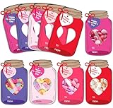 JarThenaAMCS Juego de 40 soportes para dulces para el día de San Valentín, tarjetas de papel con forma de corazón rosa y morado con bolsas de golosinas para bricolaje, intercambio de golosinas,