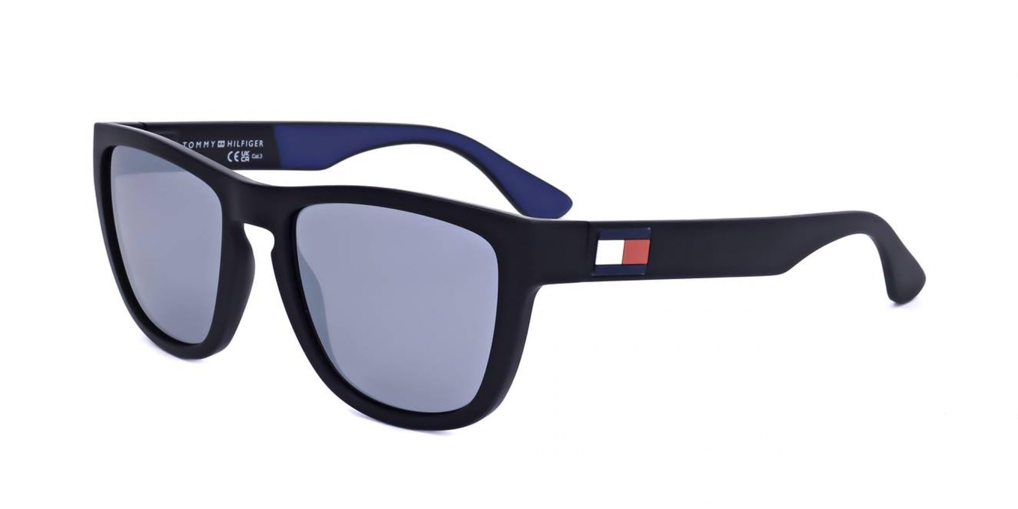Tommy Hilfiger Square Sunglasses - Matte Black, Black Grey Mirror Lens, One Size