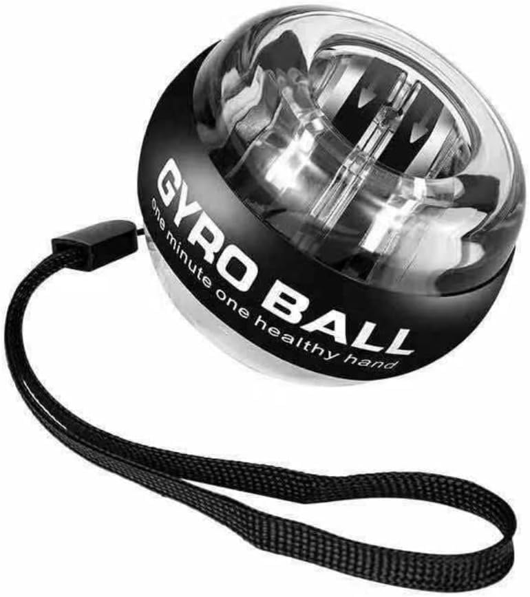 Auto Start Gyro Ball Strengthener, Forearm Gyro Ball Wrist Exerciser, Auto-Start Colorful Lighting (with Light-Black)