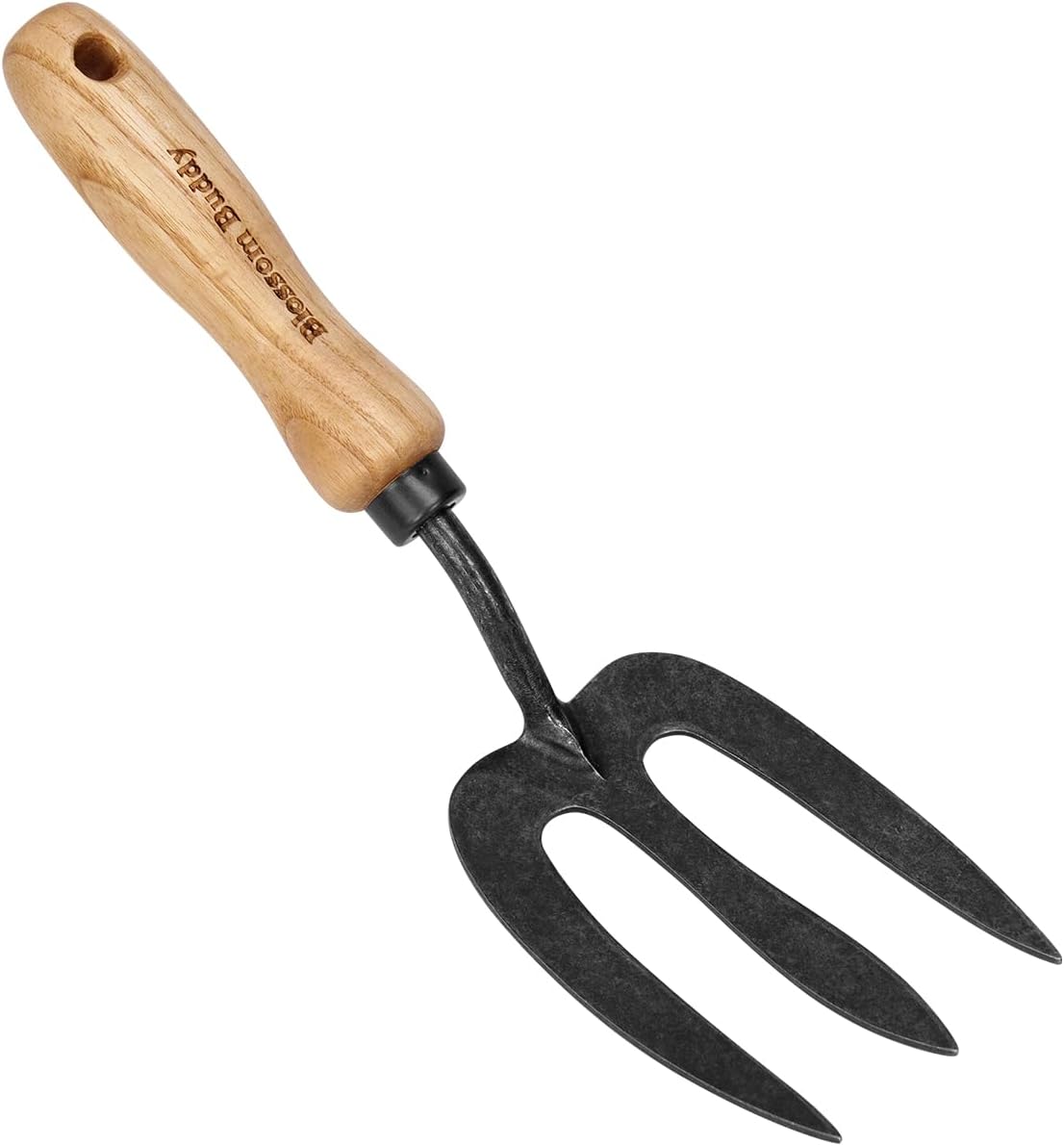 Garden Hand Fork, Stainless Steel 3-Prong Cultivator with Natural Wood Handle, Manual Tiller for Soil Cultivation