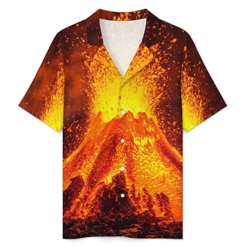 Super Volcano Mens Pajamas Set Short Sleeve Shirt And Shorts Sleepwear PJ Sets Loungewear3
