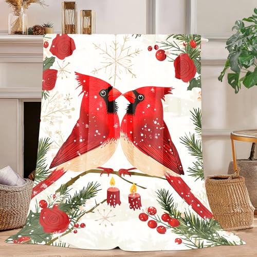 Cardinal Blanket Cardinal Fleece Throw Blanket Super Soft Fuzzy Plush Cozy Warm Cardinals Decor Stuffed Bedding Blankets Gift for Boys Girls Men Women Kids & Adult 50x40