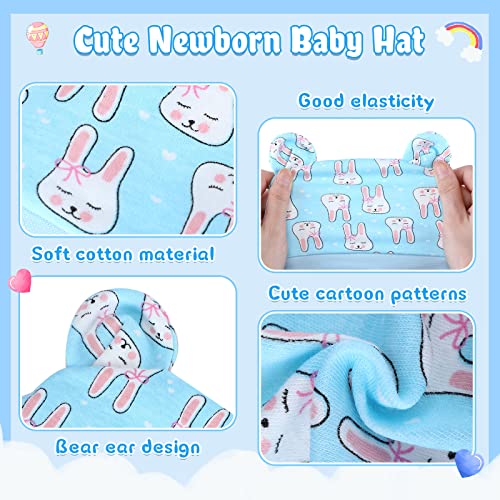 Geyoga 6 Pieces Newborn Baby Hat Bear Ears Infant Caps Baby Boy Girl Toddler Hats Infant Beanie Caps For 0-3 Months(Gray, Blue, White, Dark Blue,Cool) #TOP2