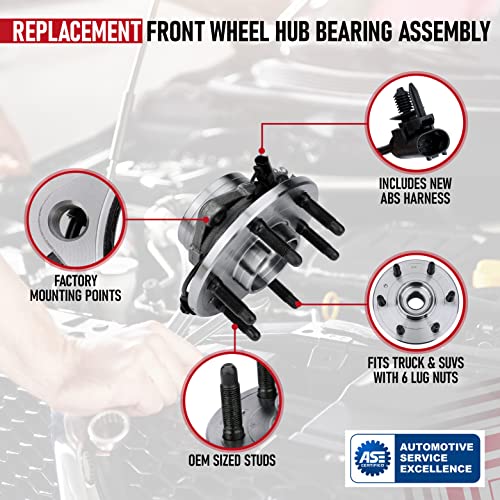 Image of Front Wheel Bearing - Compatible with Chevy, Cadillac and GMC 4WD - Escalade, Avalanche, Silverado 1500, Suburban, Tahoe, Sierra, Yukon - Replaces 515096, 930-611, 10393171, 22841381 - Hub Assembly