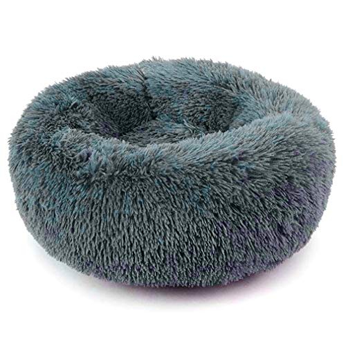ROXTAK Hundebett Haustierbett, Tierbett Hundekissen, Katzenbett, Katzen Hunde Sofa - Rund - Plüsch- Warme Weiche Flauschig- Doughnut-Form Klein Hund Bett - Farbe und Größe Optional (60CM, Dunkelgrau)