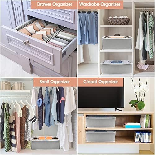 MINGLITAI 4-Pieces Drawer Organisers, Fabric Wardrobe Organiser, Foldable Underwear Storage Box to Save You Time and Space, Bra Organiser For Shirts, Ties, Socks, Bras, Underwear (Gray)