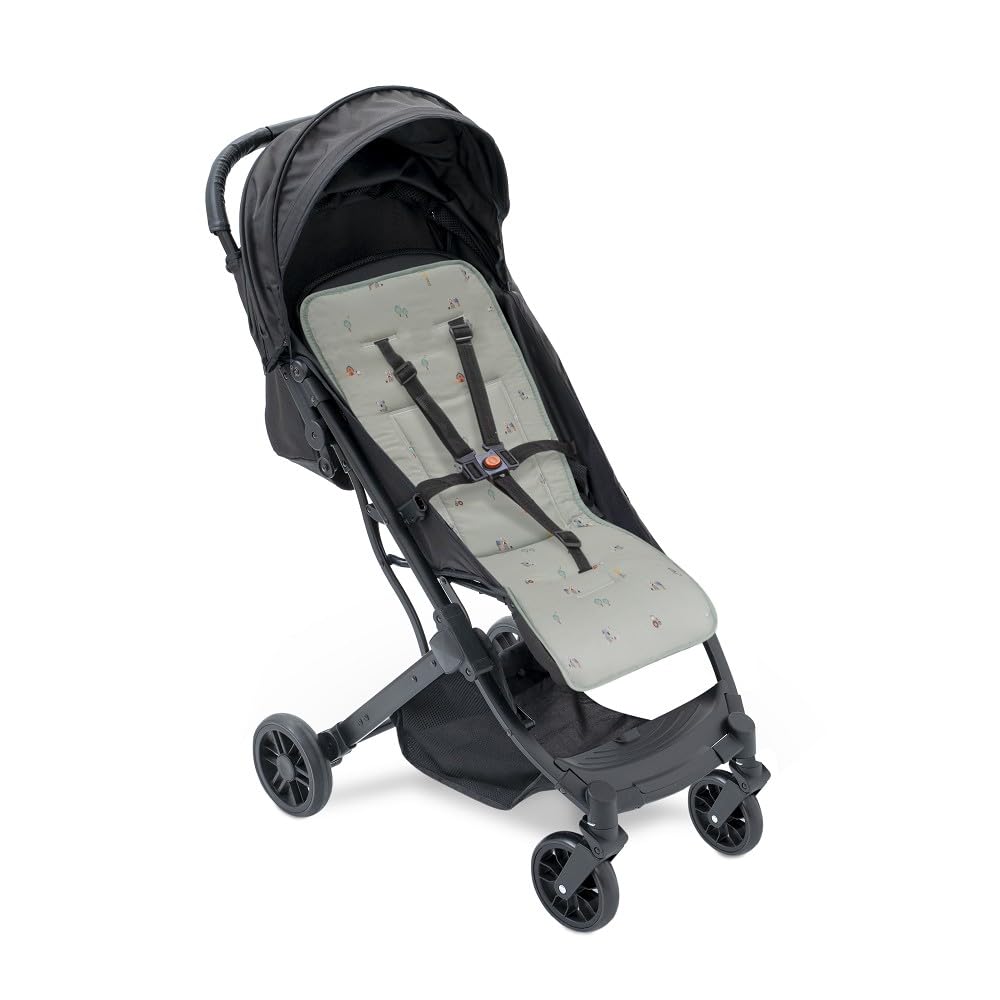 Interbaby - Colchoneta para Silla de Paseo Universal Reversible, Estampado Granja Koala Verde y Reverso Liso, Cojín de Verano para Cochecito y Asiento de Carro