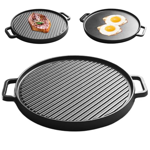Partita de plancha de hierro fundido 11.8 DIA Diebre de doble cara Grilla Grilla de recubrimiento Griddle placa de plancha de barbaco
