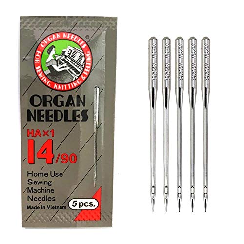 SSKR Premium Organ Art and Craft Stainless Steel Needles | Size 14 | HAx1-14/90 | Set of 05 Needles | Home Use Sewing Machine Needle (Pack of 05 Needles Set) | Needle Type : One Side Flat (Image - 1)
