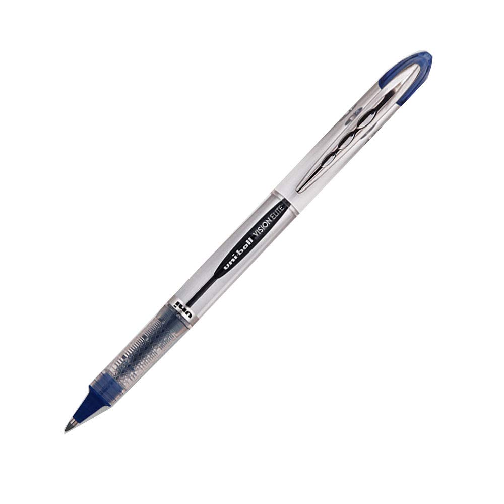 1 mm UB-200 Vision Elite Liquid Ink Rollerball Pen with Medium 0.6 mm Line Width and Blue Ink (Pack of 12)