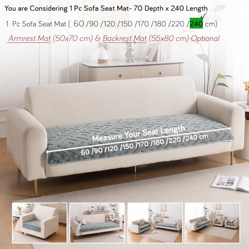 Image of HOKIPO 'Velvet Maze' Premium Anti Slip Sofa Cover Mats for L Shape and 1 /2 /3 Seater Sofa. Make Your Own Sofa Cover Set, 70(D) x 240(L) cm, Dark Grey (AR-5910-DGRY)