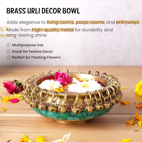Image of Niyara Handmade Earthenware Clay Decorative Bowl, Urli, Flower Pot (Urli Round Shape)
