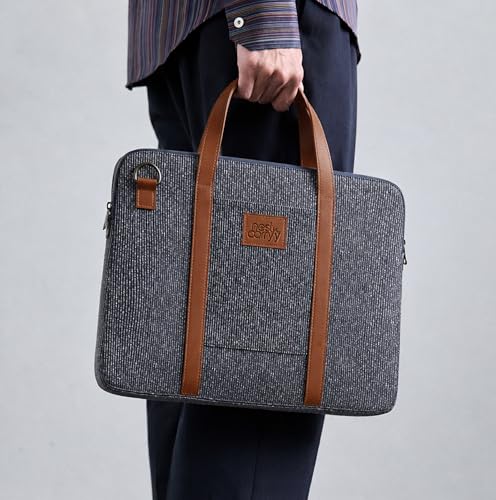Image of Laptop Sleeve with Handle Upto 14 Inch for Men & Women | Ultra Slim Lightweight | Detachable Shoulder Strap | for MacBook Air /Pro, Asus, Lenovo, Dell & More|Gift for Office & Daily Travel (Denim)