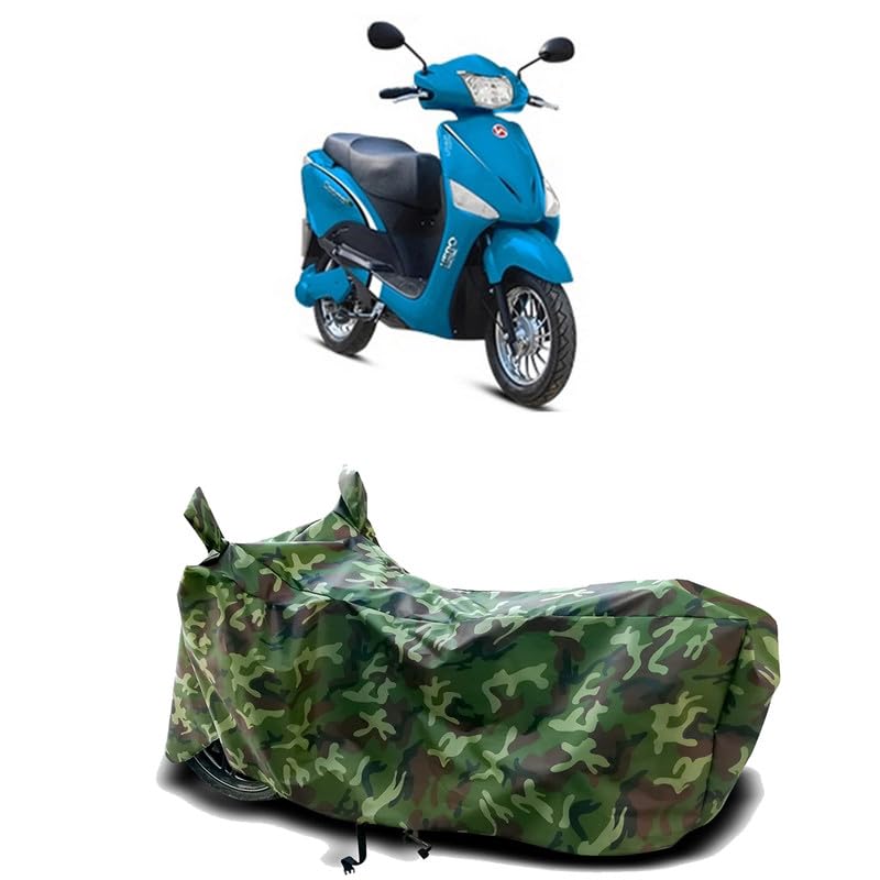 Image of DUFFEL-100% Heat Protection Two Wheeler Bike /Scooty Body Cover for Hero Electric Optima Water Resistance /UV-Rays /Birds Dropping /Scratchproof /Dust Proof /Waterproof[Green Jungle Print]