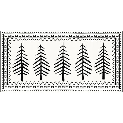 CircleRoad RV Outdoor Rug, 9' × 18' Plastic Straw Waterproof Rugs Lightweight Reversible RV Mat Outdoor Patio Rug with Storage Bag for Outside Camper Under Awning Backyard, Pine Tree Print