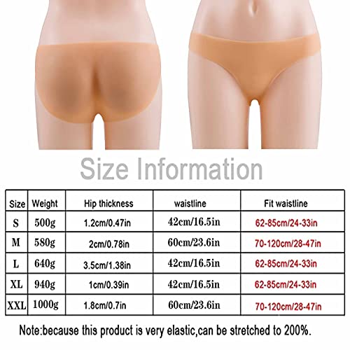 ZWSM Calcinhas de silicone masculinas escondidas com bumbum, calcinha push-up acolchoada, tom de pel