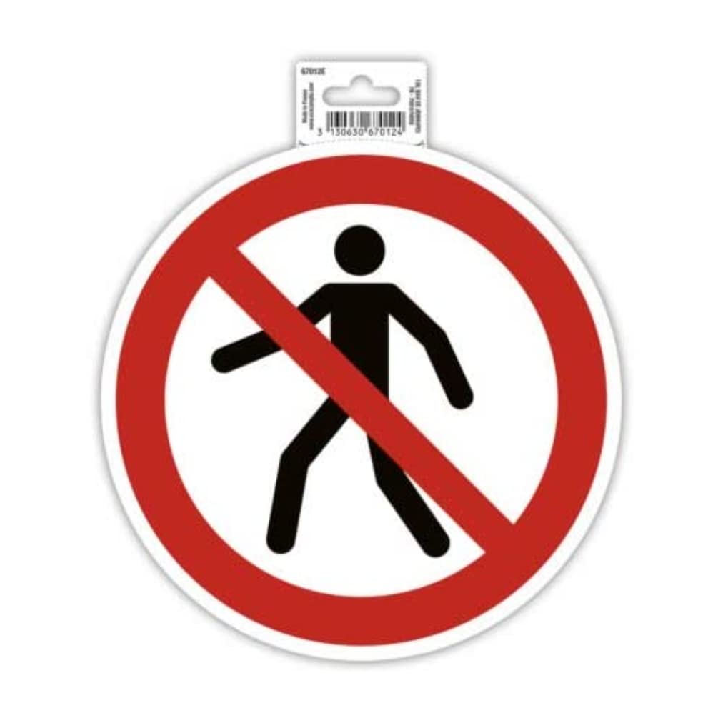 Exacompta - Ref 67012E - Self-Adhesive Company Signage - No Pedestrians Sign - 20cm in Size - Essential Signage for Company, Business & Commercial Needs