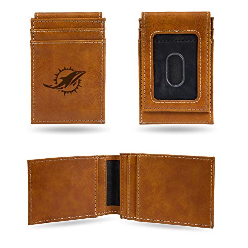 NFL Rico Industries Laser Engraved Front Pocket Wallet, Miami Dolphins NFL Rico Industries Laser Engraved Front Pocket Wallet, Miami Dolphins