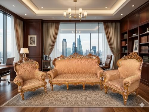 Image of Wooden Sofa Set Carving for Living Room (5 Seater Sofa @5)