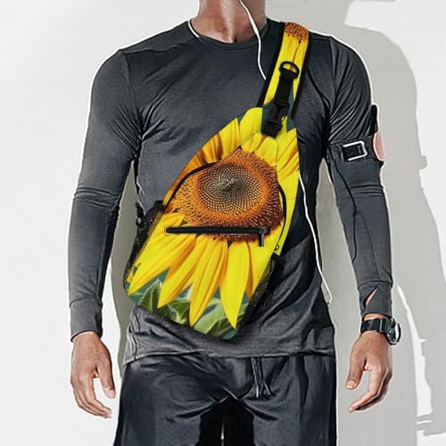 Mochila de pecho tipo sling Bloom Sunflower para hiking miniatura 7